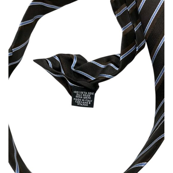 HUGO BOSS Men's 100% Silk Necktie LUXURY Brown Striped W:3" EUC - Picture 3 of 4